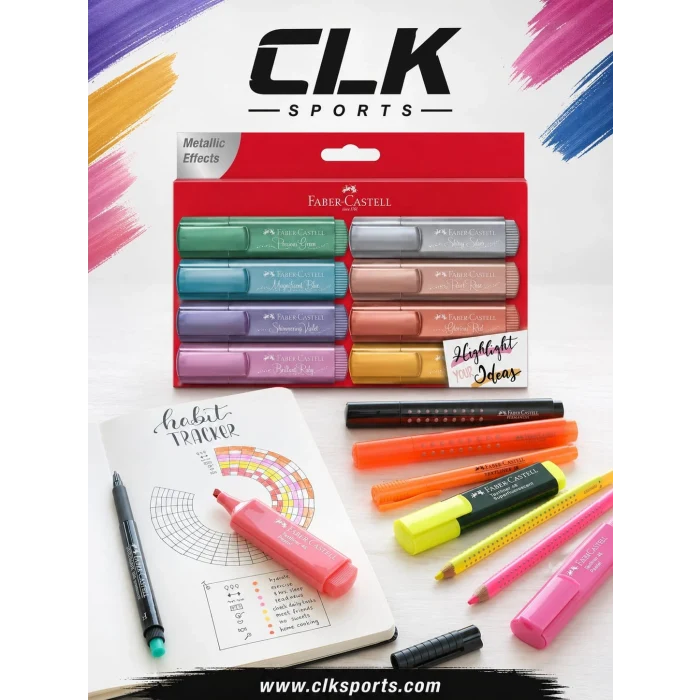 Faber Castell Fosforlu Kalem 8Li Karton Kutu , 46 Metalik Renk