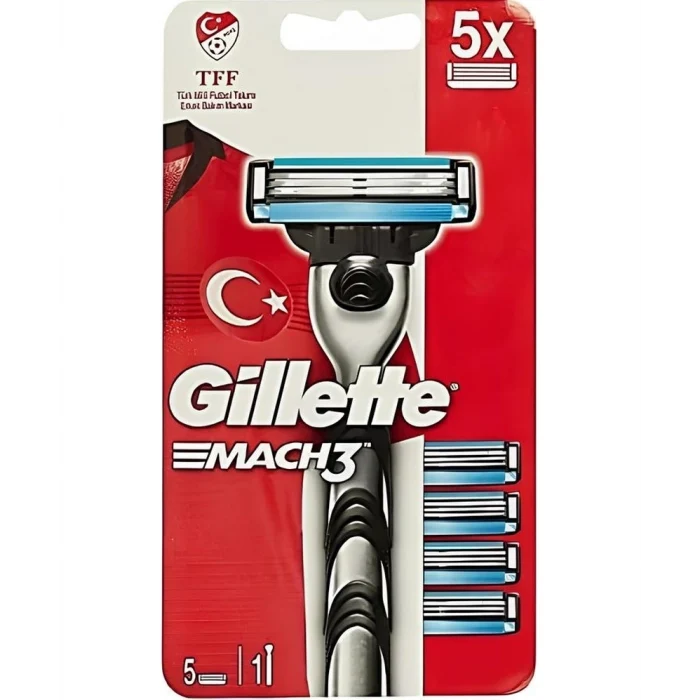Gillette Milli Takım Özel Set (Mach3 Turbo 3d Makine 5 Adet Yedek Tıraş Bıçağı , 200 ml Köpük , DeodorantÇanta)