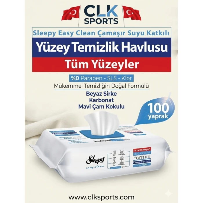 Sleepy Easy Clean Çamaşır Suyu Katkılı Yüzey Temizlik Havlusu, 100 Yaprak