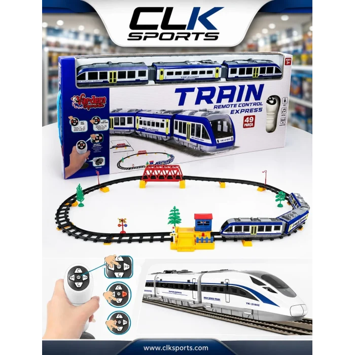Vardem Uzaktan Kumandalı 49 Parça Işıklı 265 Cm Express Mavi Renk Tren Set