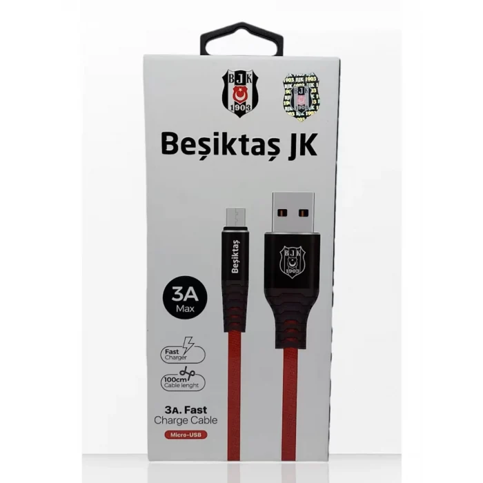 Beşiktaş Data+Şarj Kablo 3A - Mıcro Usb