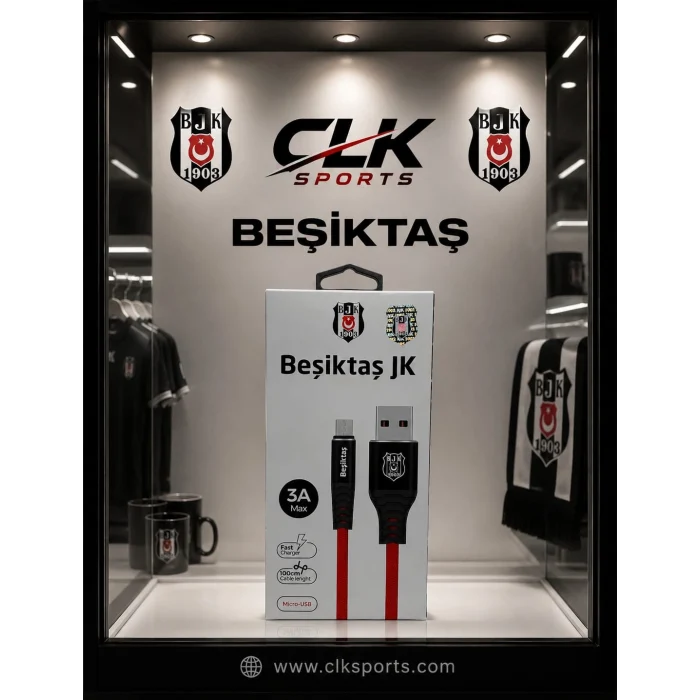 Beşiktaş Data+Şarj Kablo 3A - Mıcro Usb