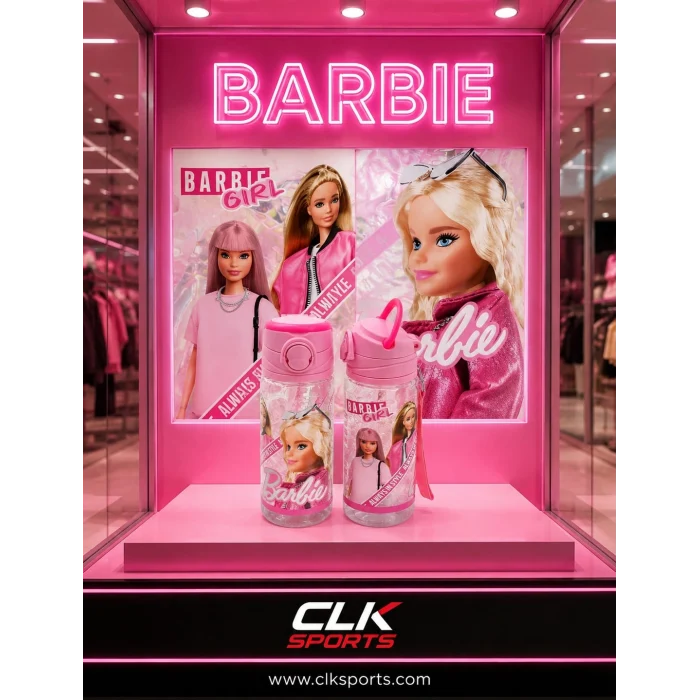 Barbie Şeffaf Matara 500ml , Pipetli , Askılı