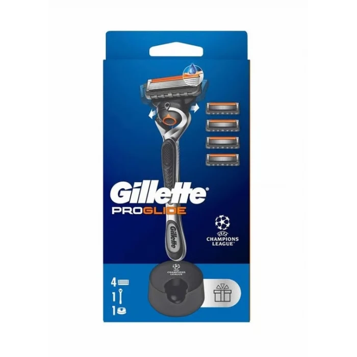 Gillette Proglide Tıraş Makinesi ve Yedek Bıçağı 4lü + Tıraş Bıçağı Standı
