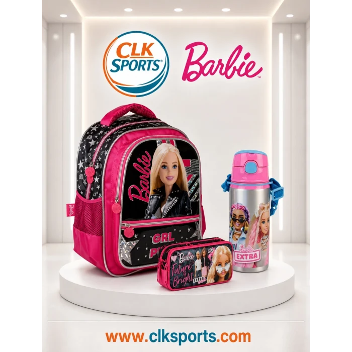 Barbie Okul Çantası , Kalem Kutusu , Lisanslı Çelik Matara