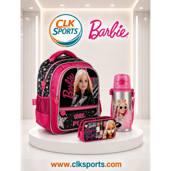 Barbie Okul Çantası , Kalem Kutusu , Lisanslı Çelik Matara