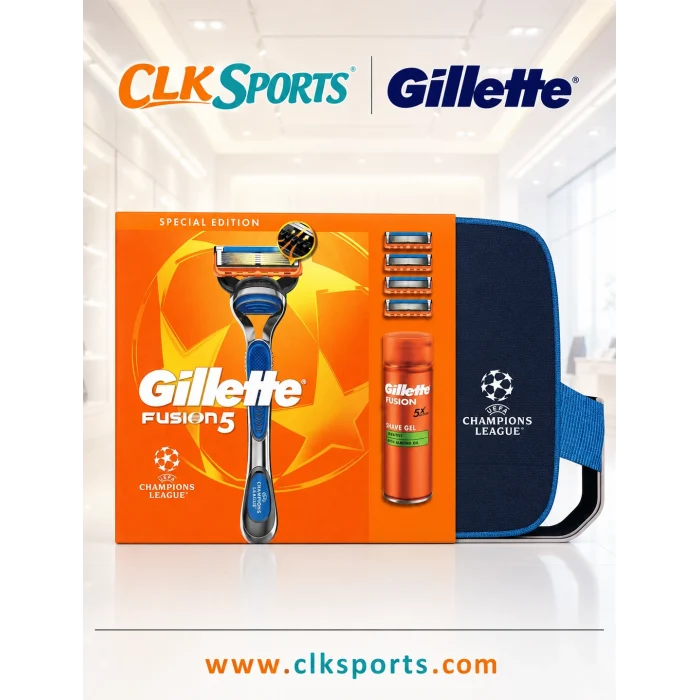 Gillette UEFA Champions League Special Edition Fusion5 Erkek Tıraş Makinesi+ 4 Yedek Bıçak+ Nivea Deodorant +Tıraş Jeli 200ml