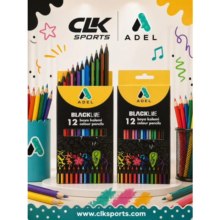 Adel 12 Renk Kuru Boya Blackline Tam Boy