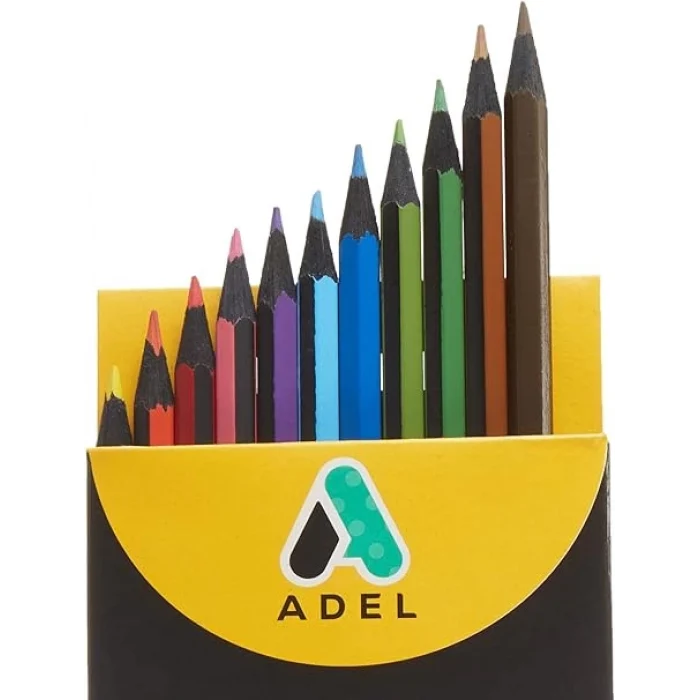 Adel 12 Renk Kuru Boya Blackline Tam Boy