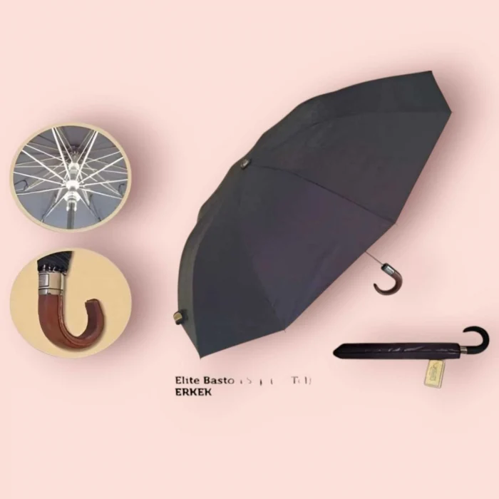 April Deri Saplı Baston Şemsiye