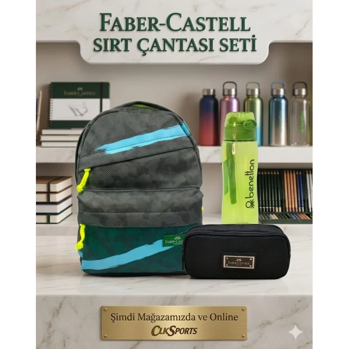 Faber Castell Sırt Çantası , Lisanslı Kalem Çantası - Lisanslı Suluk Matara Hediye