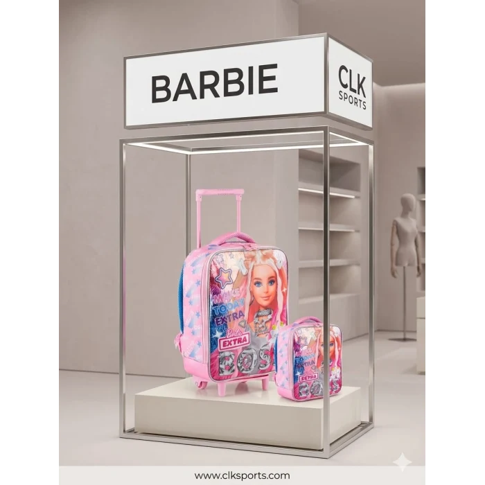Barbie Çekçekli Anaokulu Çantası , Kalem Kutusu , Lisanslı Çelik Matara