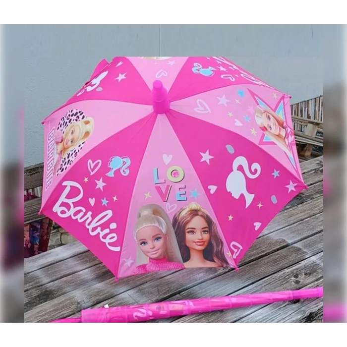 Barbie Lisanslı Çocuk Şemsiyesi + Lisanslı Gözlük - Barbie Lisanslı Toka Hediye