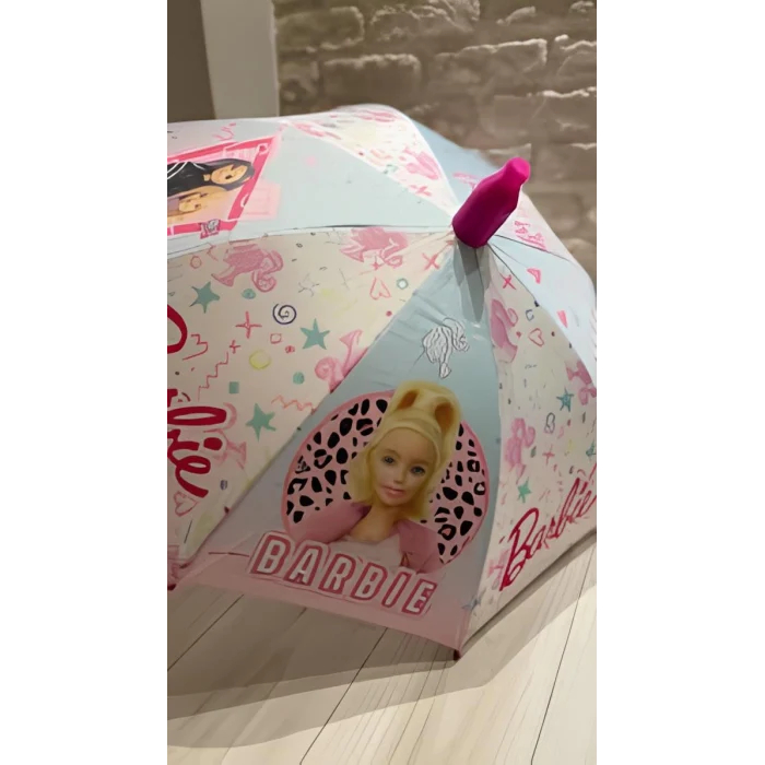 Barbie Lisanslı Çocuk Şemsiyesi + Lisanslı Gözlük - Barbie Lisanslı Toka Hediye