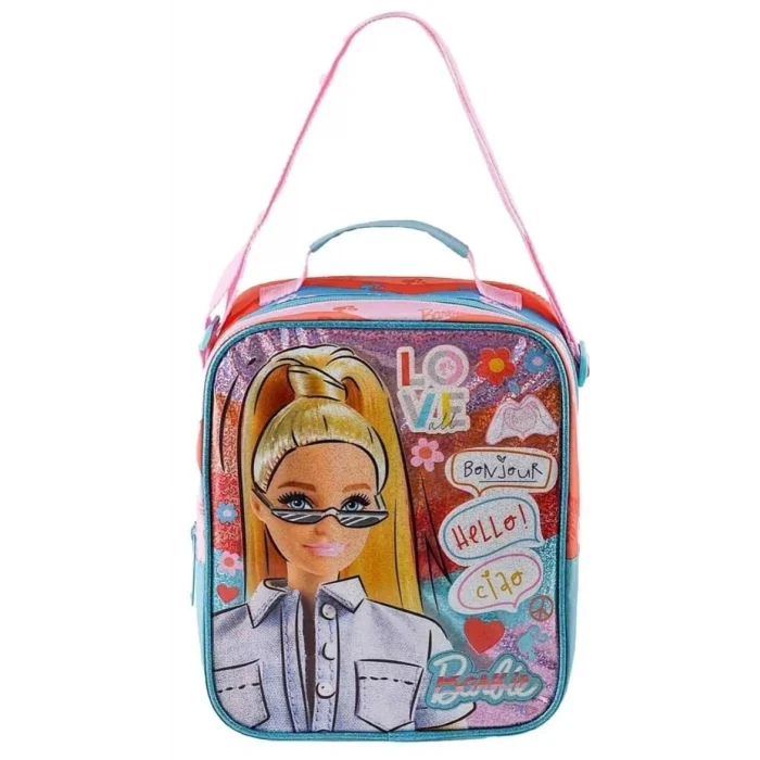Barbie Lisanslı Okul Çantası - Beslenme Çantası - Çift Gözlü Kalem Kutusu , Suluk&Matara Hediye