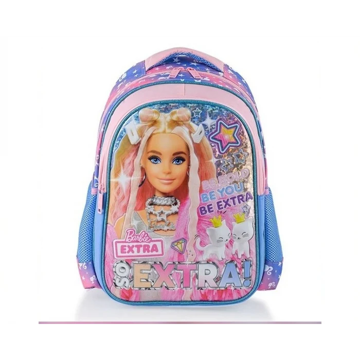 Barbie Lisanslı Okul Çantası - Beslenme Çantası - Çift Gözlü Kalem Kutusu , Suluk&Matara Hediye