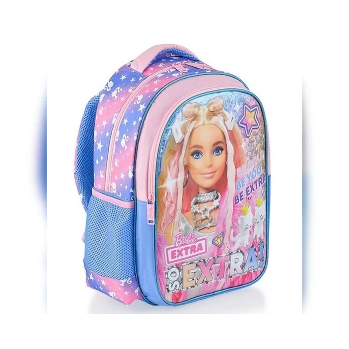 Barbie Lisanslı Okul Çantası - Beslenme Çantası - Çift Gözlü Kalem Kutusu , Suluk&Matara Hediye