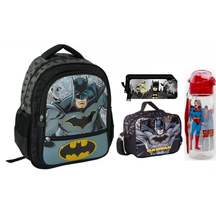 Batman Lisanslı Okul Çantası , Beslenme Çantası, Çift Gözlü Kaleö Kutusu , Suluk&Matara Hediye