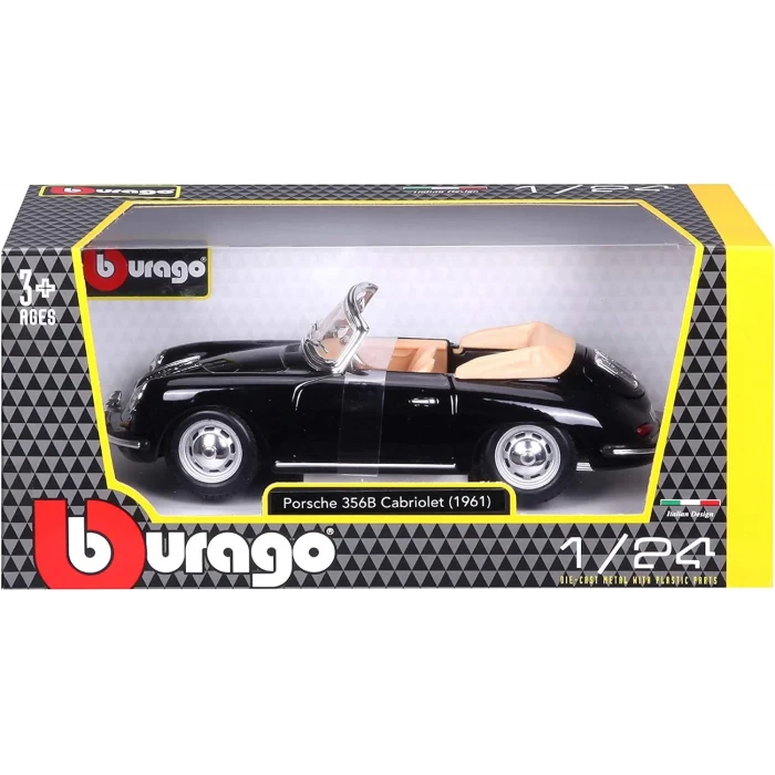 Porsche 356B Cabriolet 1961 Model Bbrago 1:24 - Siyah
