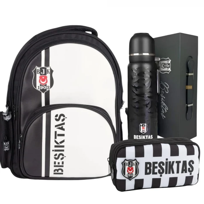 Beşiktaş Okul ve Günlük Sırt Sırt Çantası - Lisanslı Premium Kutulu Termos Matara
