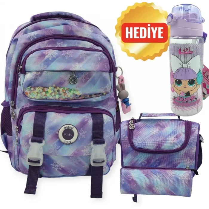 By Yıldız Astral Kids Gökkuşağı Okul Çantası&Beslenme Çantası&Kalemlik Seti - Suluk&Matara Hediyeli