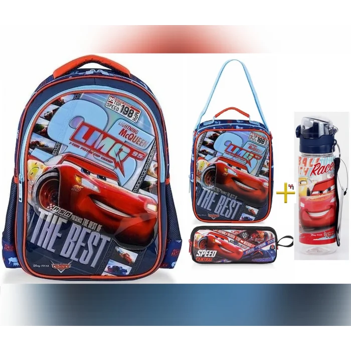 Lisanslı Okul Çantası - Beslenme Çantası - Kalem Kutusu Üçlü Set - Suluk&Matara Hediye