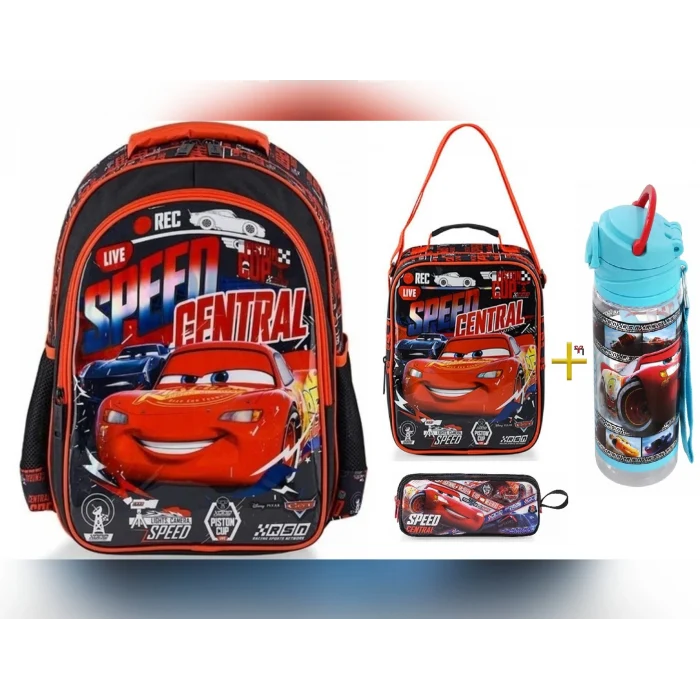 Lisanslı Okul Çantası - Beslenme Çantası - Kalem Kutusu Üçlü Set - Suluk&Matara Hediye