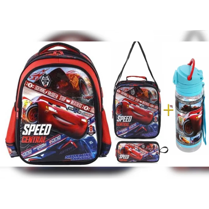 Lisanslı Okul Çantası - Beslenme Çantası - Kalem Kutusu Üçlü Set - Suluk&Matara Hediye