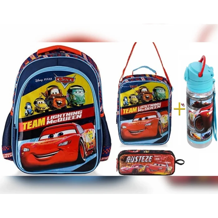 Lisanslı Okul Çantası - Beslenme Çantası - Kalem Kutusu Üçlü Set - Suluk&Matara Hediye