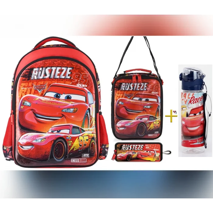 Lisanslı Okul Çantası - Beslenme Çantası - Kalem Kutusu Üçlü Set - Suluk&Matara Hediye