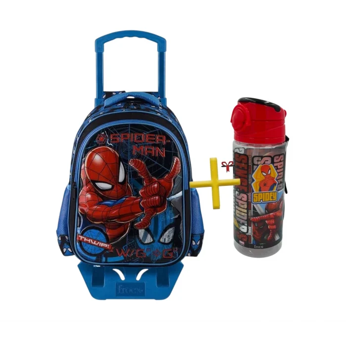 Spiderman Çekçekli Okul Çantası , Muggle Çift Gözlü Kalem Çantası - Suluk & Matara Hediye