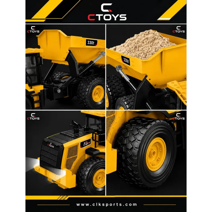 CTOYS RC Uzaktan Kumandalı Damperli Kamyon, 1:16 Ölçekli