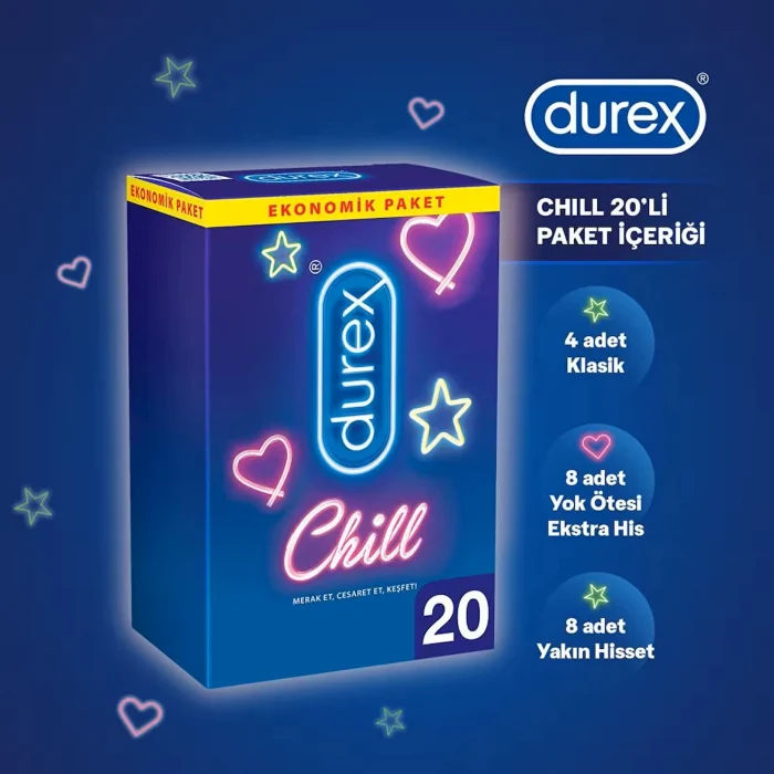 Durex Chill Karma Prezervatif Ekstra Avantaj Paketi 40’lı + Durex Extreme Jel 50 Ml