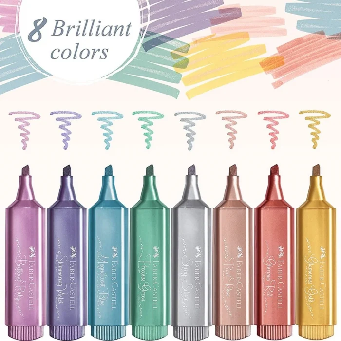 Faber Castell 8 Renk - Textliner 46 Metalik İşaretleme Kalem Seti