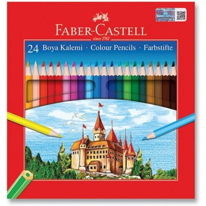 Faber Castell 24 Renk Kuru Boya Kalemi - Karton Kutu
