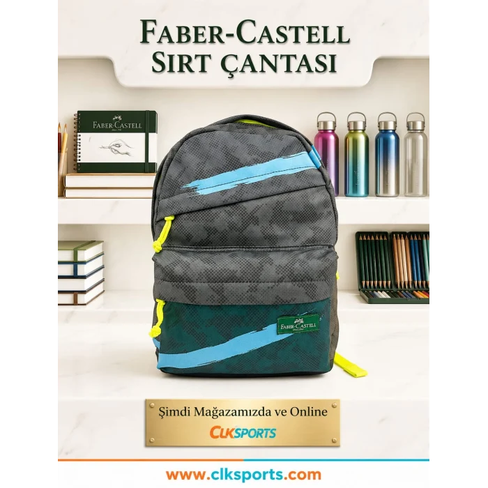 Faber Castell Sırt Çantası , Kalem Kutusu - Suluk Matara Hediye
