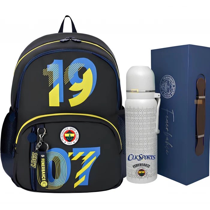 Fenerbahçe Okul-Sırt Çantası - Lisanslı Bardaklı Kapak Çelik Termos Hediye