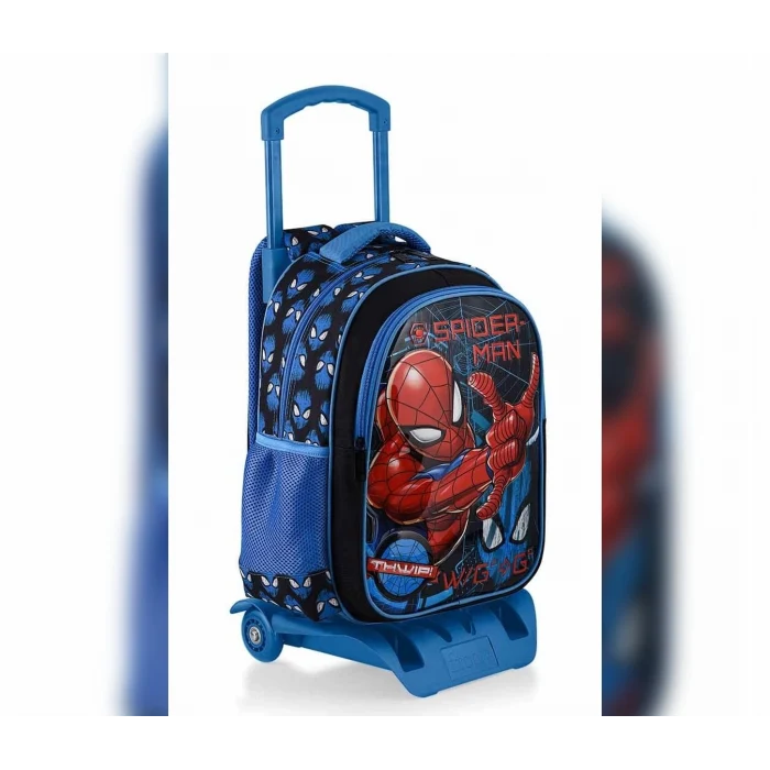 Spiderman Çekçekli Okul Çantası , Muggle Çift Gözlü Kalem Çantası - Suluk & Matara Hediye