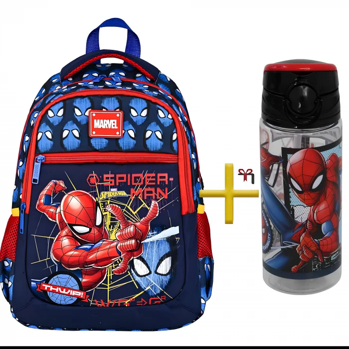 Frocx Spiderman İlkokul Çantası - Spiderman Lisanslı Pipetli Plastik Matara 500 ml Hediye