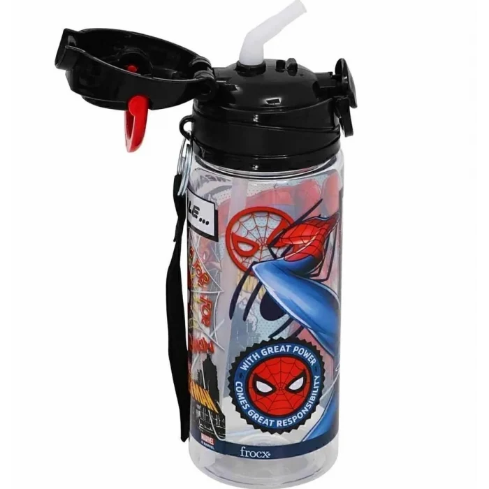 Frocx Spiderman İlkokul Çantası - Spiderman Lisanslı Pipetli Plastik Matara 500 ml Hediye