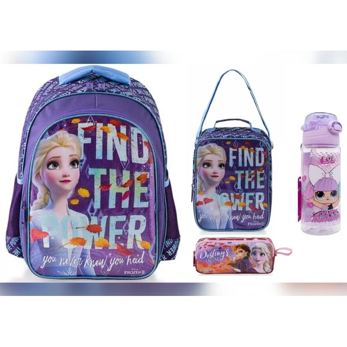 Lisanslı Okul Çantası - Beslenme Çantası - Kalem Kutusu Set - Suluk&Matara Hediye