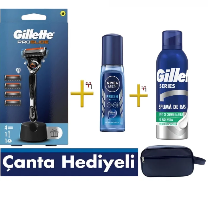 Fusion Proglide Flexball Makine + 4 Yedek Bıçak , Men Deodorant , Köpük , Seyahat Çantası Hediye