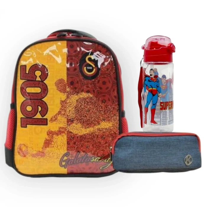 Galatasaray Anaokulu Çantası , Çift Gözlü Kalemlik -Lisanslı Suluk Matara Hediye