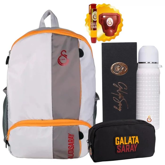 Galatasaray Lisanslı Okul Çantası , Çift Gözlü Kalem Çantası - Çelik Matara Hediye