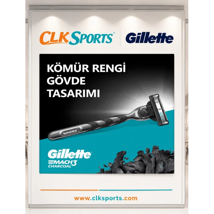 Gillette Mach3 Charcoal 2Up + Komur Jel 200 ml + Çanta