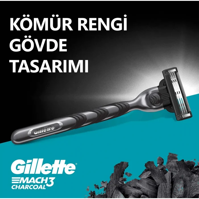 Gillette Mach3 Charcoal 2Up + Komur Jel 200 ml + Çanta