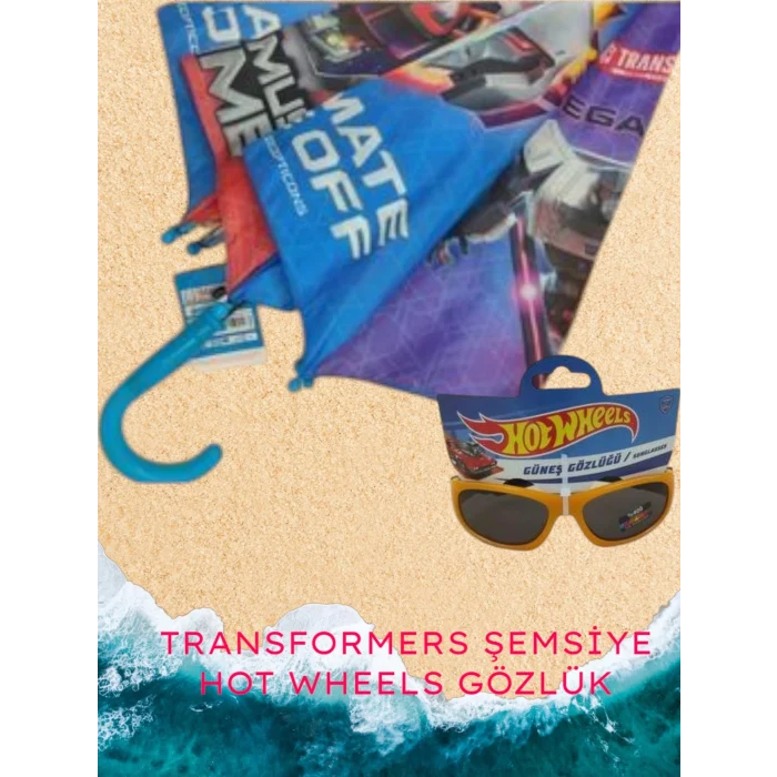 Hot Wheels Lisanslı Erkek Çocuk Şemsiyesi + Lisanslı Gözlük İkili Set