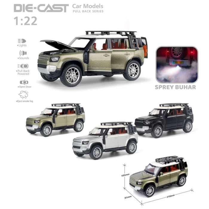 Vardem Jeep - Sesli , Işıklı , Buharlı 1:22 Die Cast - Hediyelik