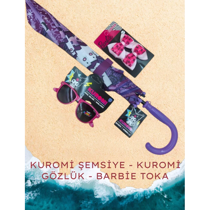 Kuromi Lisanslı Çocuk Şemsiyesi + Lisanslı Gözlük - Barbie Toka