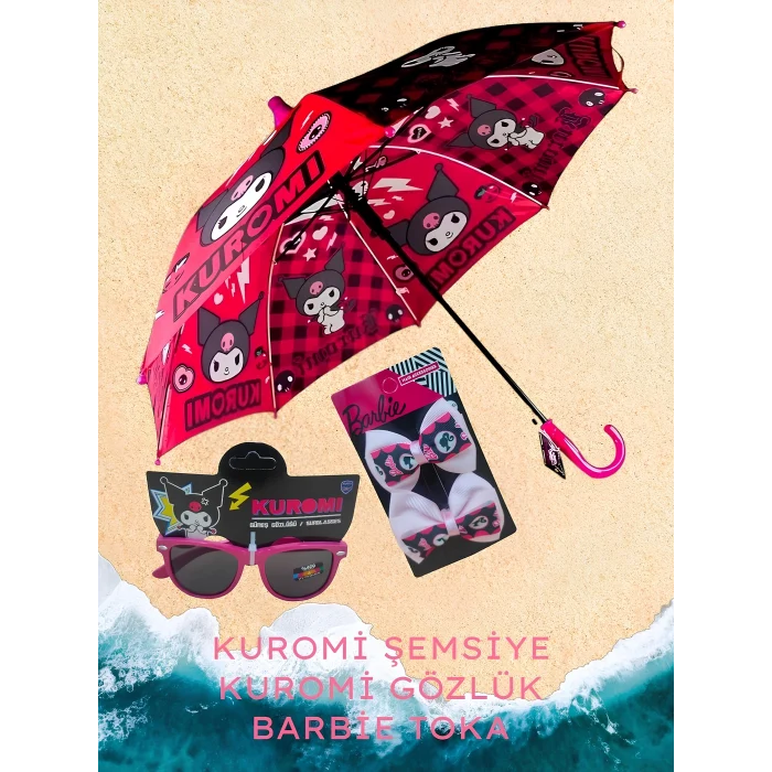 Kuromi Lisanslı Çocuk Şemsiyesi + Lisanslı Gözlük - Barbie Toka